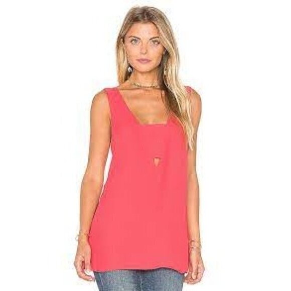 BCBGeneration Bright Coral Sleeveless Cut Out Tank Top S - Picture 1 of 4